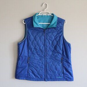 L.L. Bean Womens Blue Lrg Reversible Insulated Quilted Full Zip Lightweight Vest
